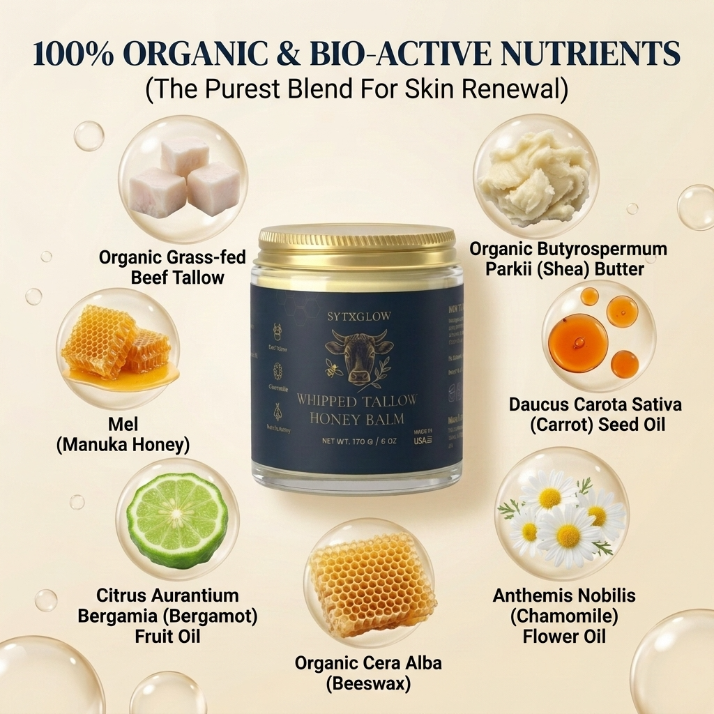 SYTXGLOW Manuka Honey Chamomile Tallow Body Balm